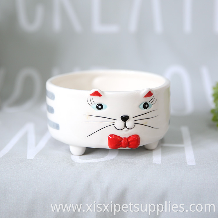 Luxury Cute Pet Feeding Bowl Cat Pictured Ceramic Pet Dog Bowl
